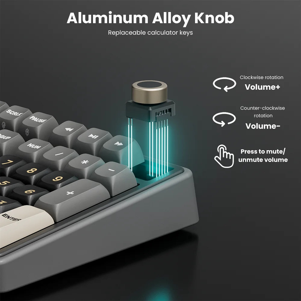 RK Royal Kludge R108 Wired Gamer Keyboard 100% 108 Keys MDA PBT Keycap Gasket RGB Hot-swappable Mechanical Keyboard Volume Knob