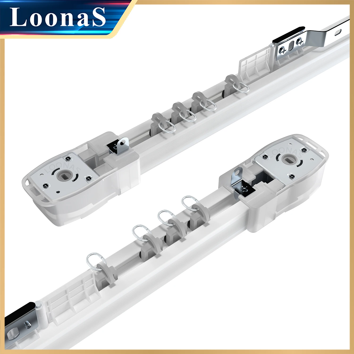 Silencioso Cortina Motor Track Rail Loonas Tuya 3rd Livre Suporte Comprimento Personalizado Silencioso Suave Máximo 40kg de Carga