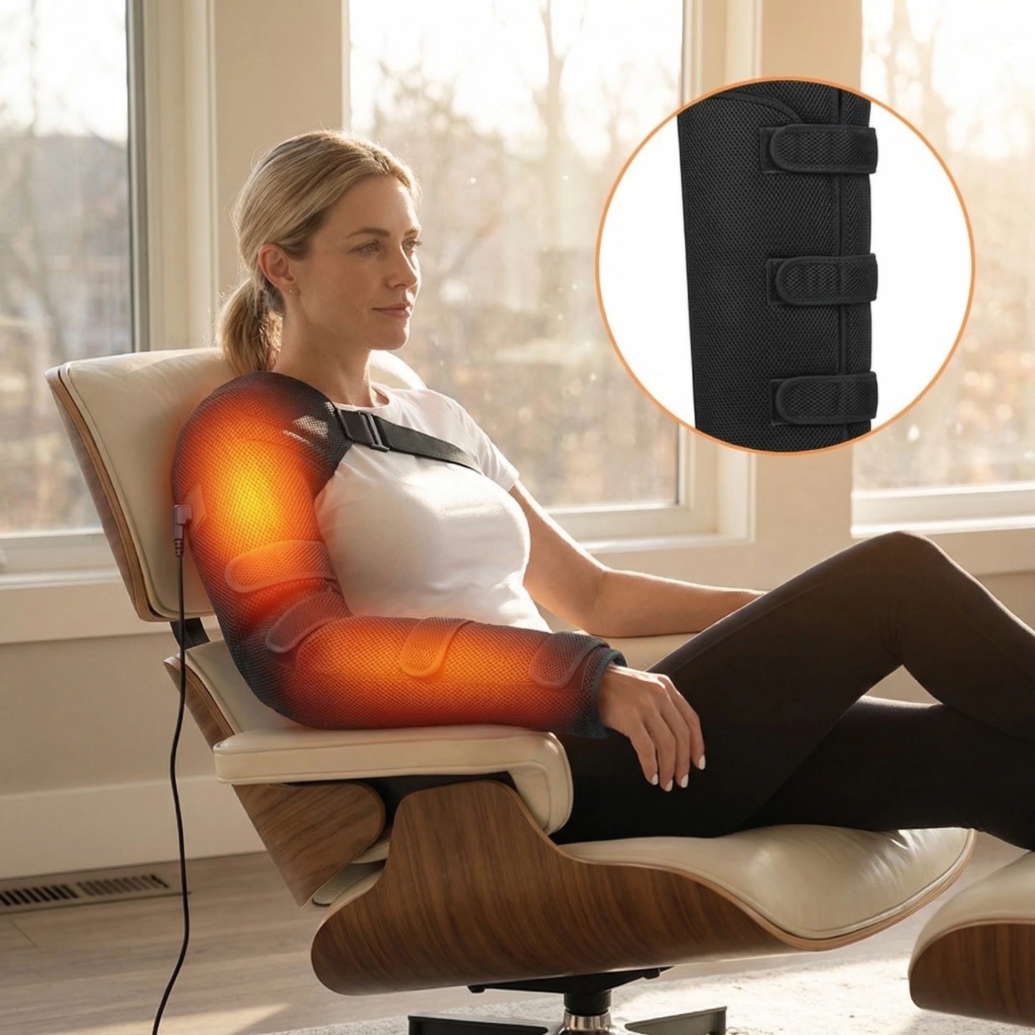 

Электрический массажный греющий пояс для плеч, рук и запястий с 3 режимами вибрации и нагрева, грелка для локтей и рук