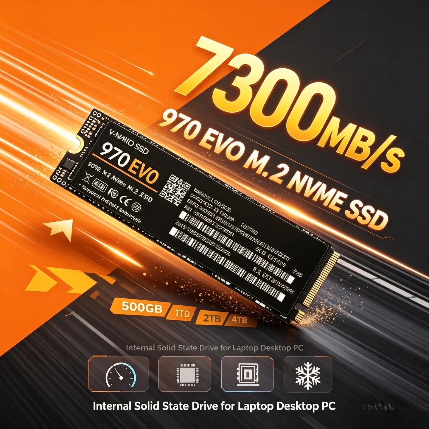 970 EVO M.2 NVMe SSD – PCIe 4.0x4 Drive That Loads Games in Seconds 7300MB/s for Laptop Desktop PC 500GB 1TB 2TB 4TB