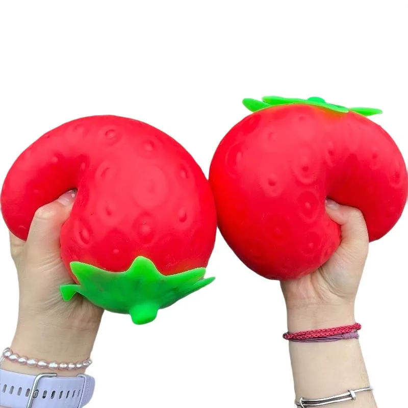 Giant Strawberry Squishy Toy Extra Large Size Strawberry Fidget Toys Slow Rising Shapeable Venting Ball for Adults Friends Gifts image 2