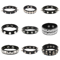Goth Punk 90s PU Leather Bracelet Boho Emo Rivets Matching Bracelets For Couples Bracelet Women Men Jewelry Halloween Gift