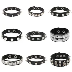 Goth Punk 90s PU Leather Bracelet Boho Emo Rivets Matching Bracelets For Couples Bracelet Women Men Jewelry Halloween Gift