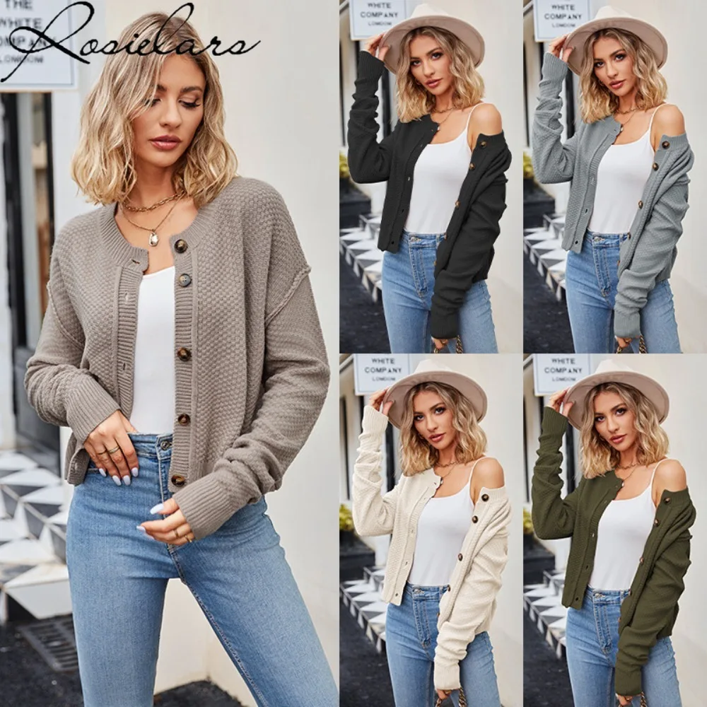 

2024 Winter New Loose Knitted Cardigans Knitwear Vintage Coat Autumn Cardigan Crop Top Sweaters for Women Oversized Coats Tops