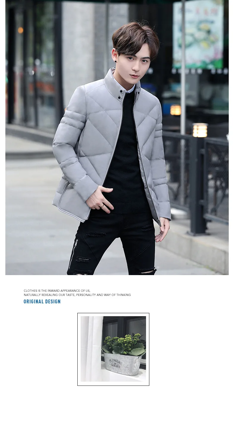 Autumn Winter Jacket Men Thicken Warm Cotton-padded Mens Jackets Slim Fit Stand Collar Youth Winter Jackets and Coats For Me