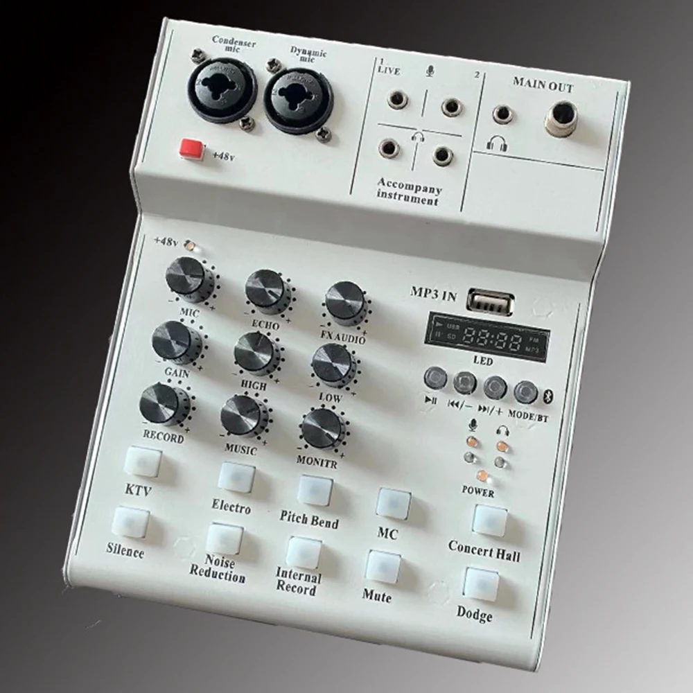 B04B-Bluetooth Mixer Sound Card USB Audio Karaoke Studio Recording Professional Live Broadcast For Phone Computer