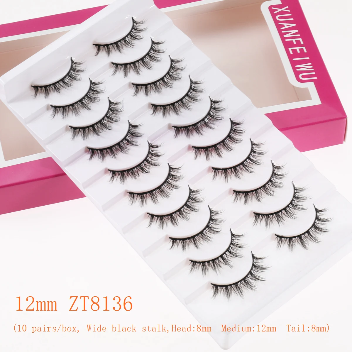 Xuanfeiwu رموش عنقودية واقعية طبيعية كاملة الشريط لمكياج أداء المسرح، رموش صناعية مجعدة وكثافة للمكياج الخفيف اليومي ورموش على طراز الرسوم المتحركة #3