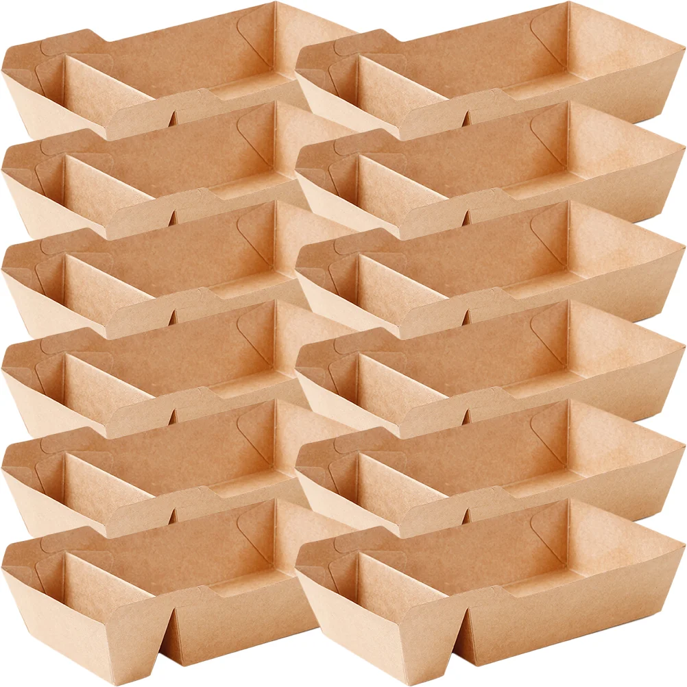 

50 Pcs Kraft Paper Snack Box Oil Proof Container Popcorn French Fries Boxes Fried Snacks Holder Party