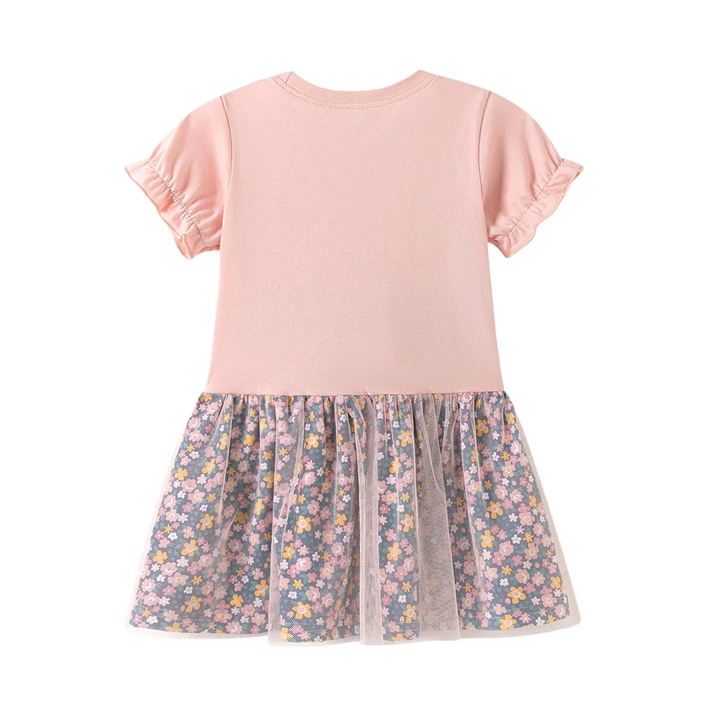 New Style Cats Embroidery Cute Summer Dress for Girls 2-7T Kids Fashion Party Birthday Clothing Baby Girls' Frocks