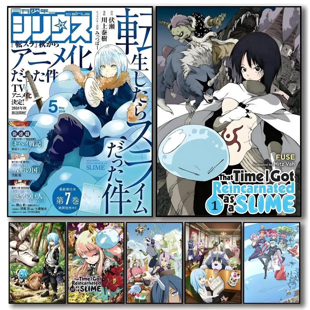 Fantasy Anime T-that Time I Got Reincarnated as a Slime Poster Trendy Aesthetic Wall Art Poster for Dorm Room Bedroom Decor