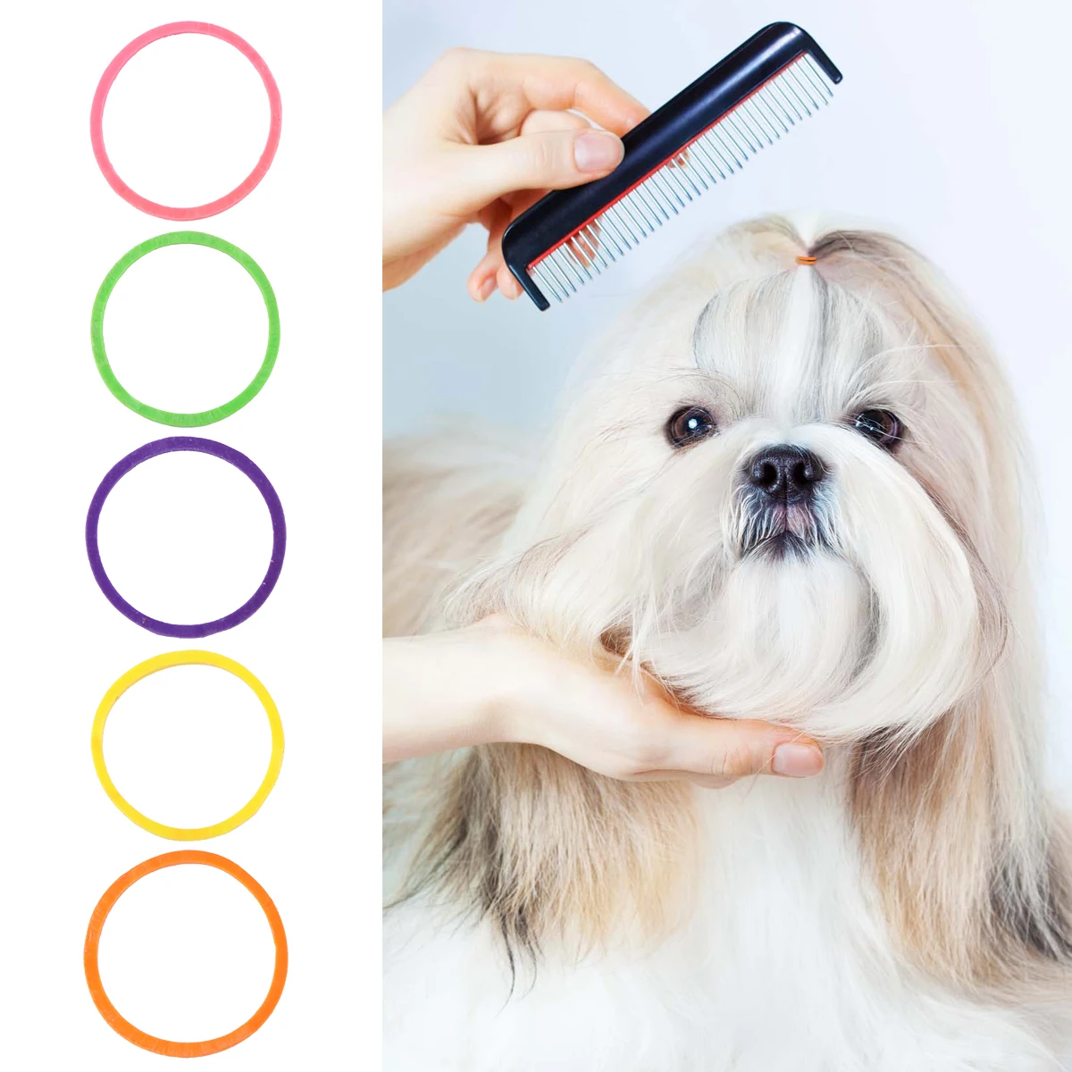 

170 Pcs Pet Grooming Ribs Dog Top Knot Bands Accessory for Poodles Headpiece Hair Rubber