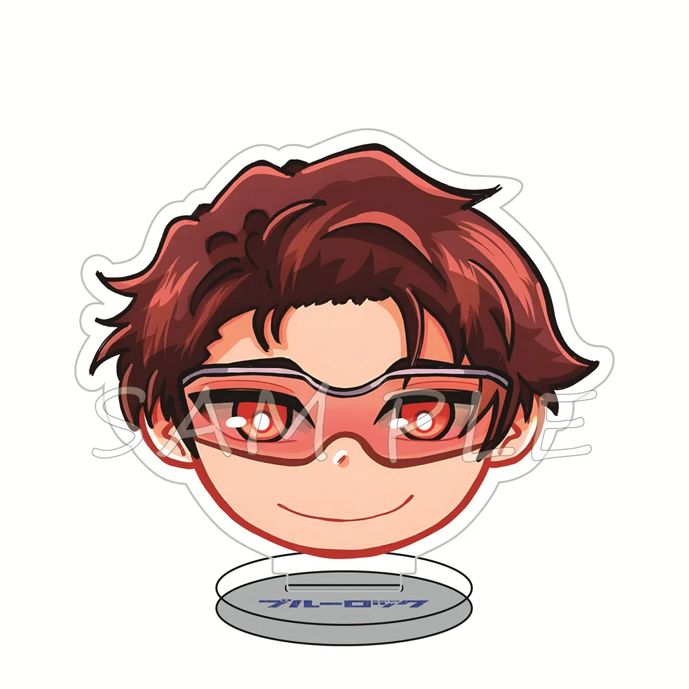 Blue Lock Chibi Head Portrait 10cm Acrylic Stand Figures Keychain Anime Desktop Tabletop Ornament Otaku Fans Collectible Gift