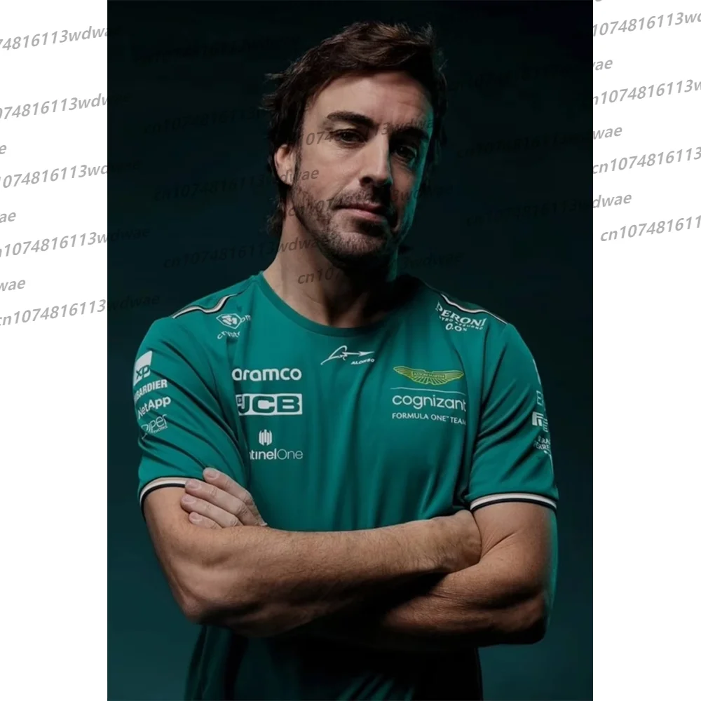 

Футболка Aston Martin Racing Футболка с 3D принтом Team Jersey 2025 Испанские гонщи Фернандо Алонсо 14 Командные гоночные костюмы Aston Martin