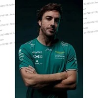 Camiseta Aston Martin Racing Camiseta con estampado 3D Jersey del equipo 2025 Racers españoles Fernando Alonso 14 Trajes de carrera del equipo Aston Martin