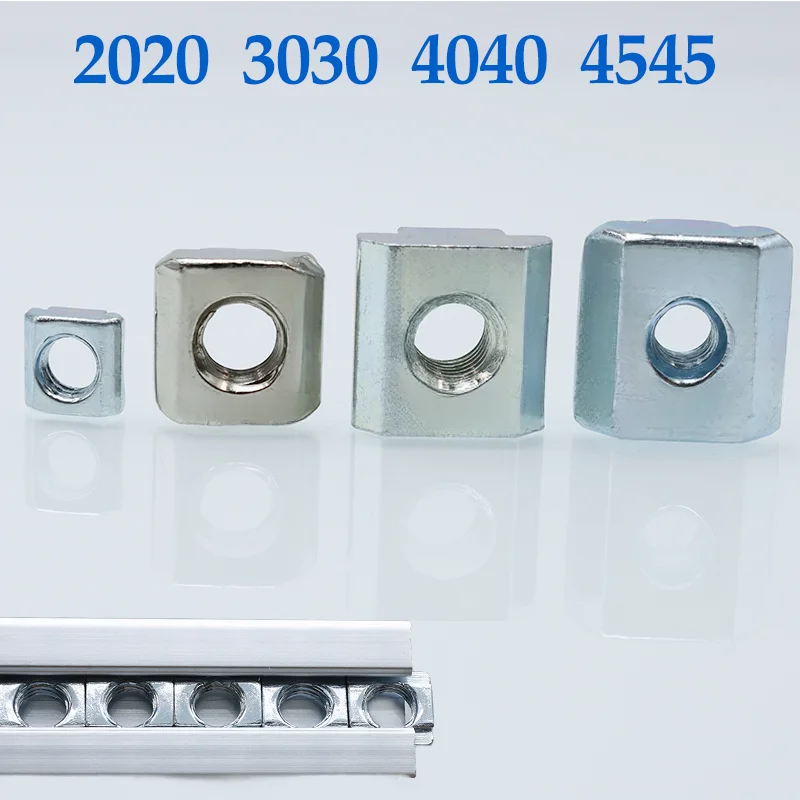 200 P Slider T-NUT M3 M4 M5 M6 M8 BLOCK Square T-Track สล็อตเลื่อน HAMMER NUTS สําหรับการเชื่อมต่อโปรไฟล์อลูมิเนียม 2020 3030 4040 45
