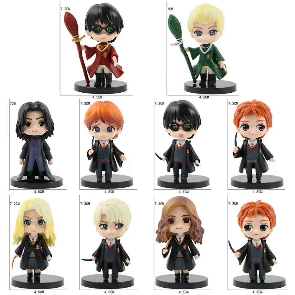Set de 10 Figuras de PVC de Harry Potter Estilo Q: Hermione, Ron, Hedwig - Decoración para Pasteles, Muñecos de Colección, Regalo