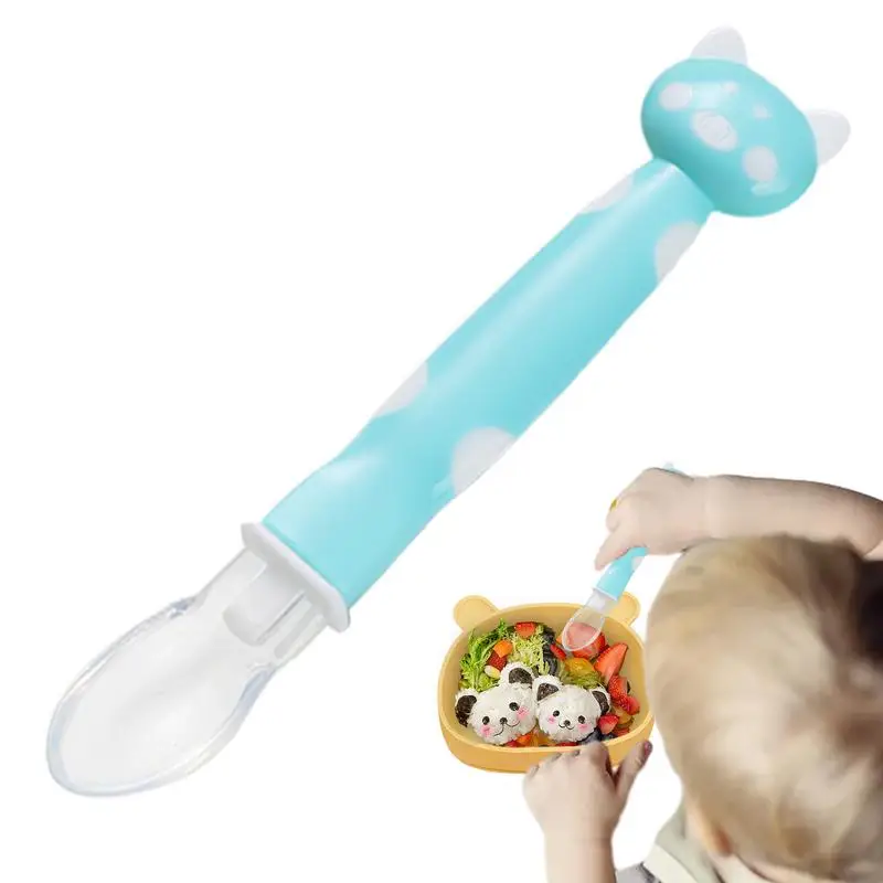 Weaning Spoons Silicone Food Spoons Ergonomic Easy Grip Handle Soft-Tip First Stage Gum-Friendly Dishwasher-Safe Spoon For Boys