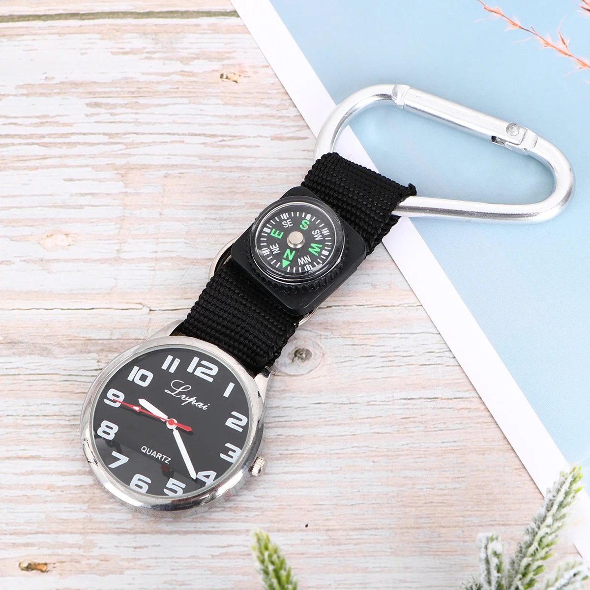 

Clip on Watches for Women Mens Nurse Mountaineering Carabiner Compass Clip-on Gift