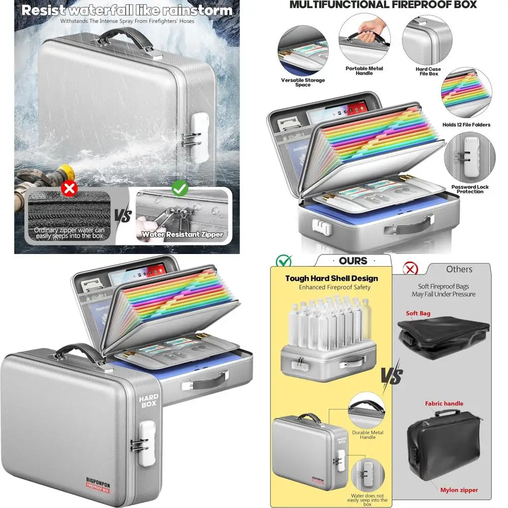 

Портативный прочный водонепроницаемый кейс для документов с замком, идеально подходит для безопасного хранения важных бумаг и ценных вещей (серый, 16x)