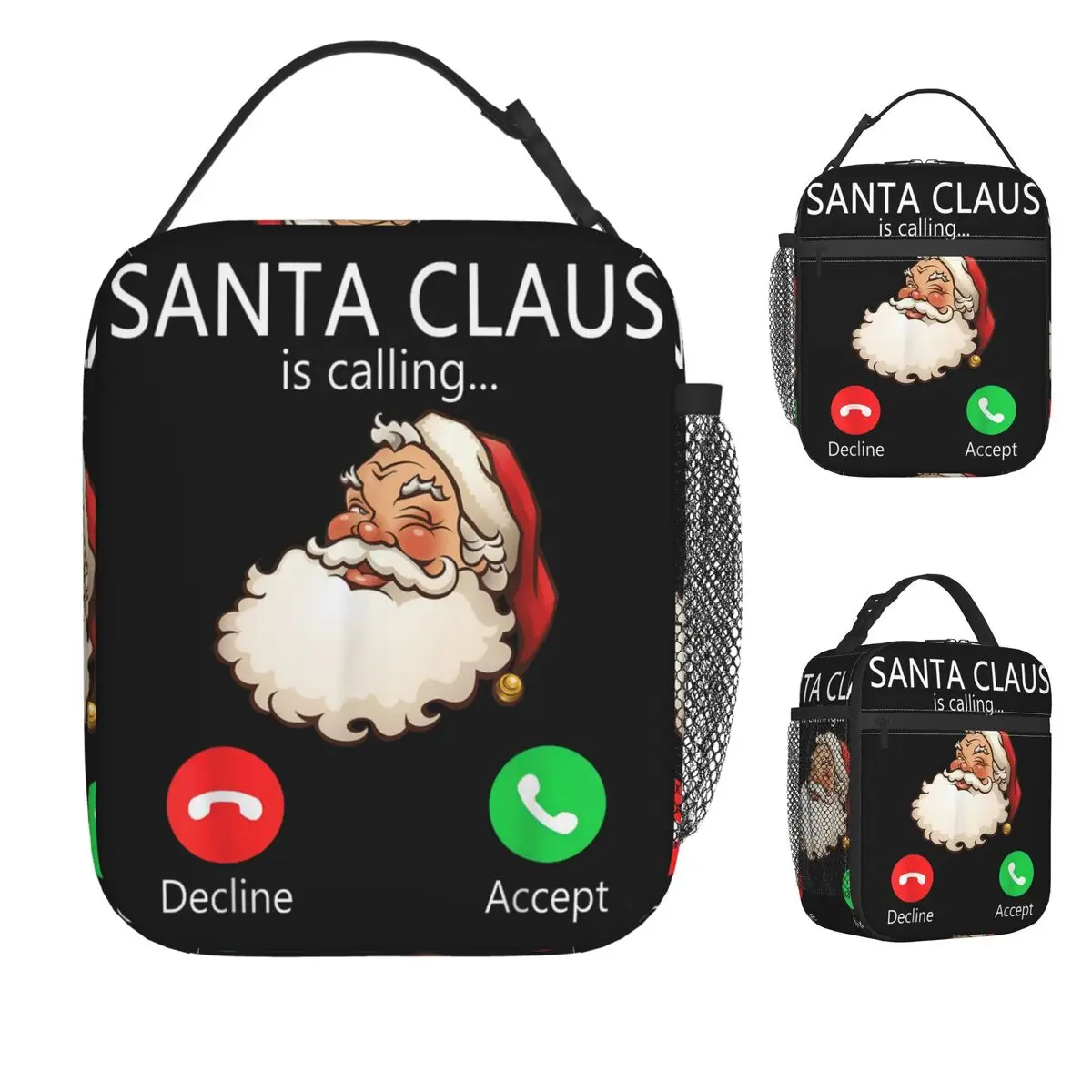 

Santa Claus Is Calling Funny Christmas Holiday Lunch Bag School Lunch Box For Men Funny Print Thermal Tote Handbags Cooler Bag