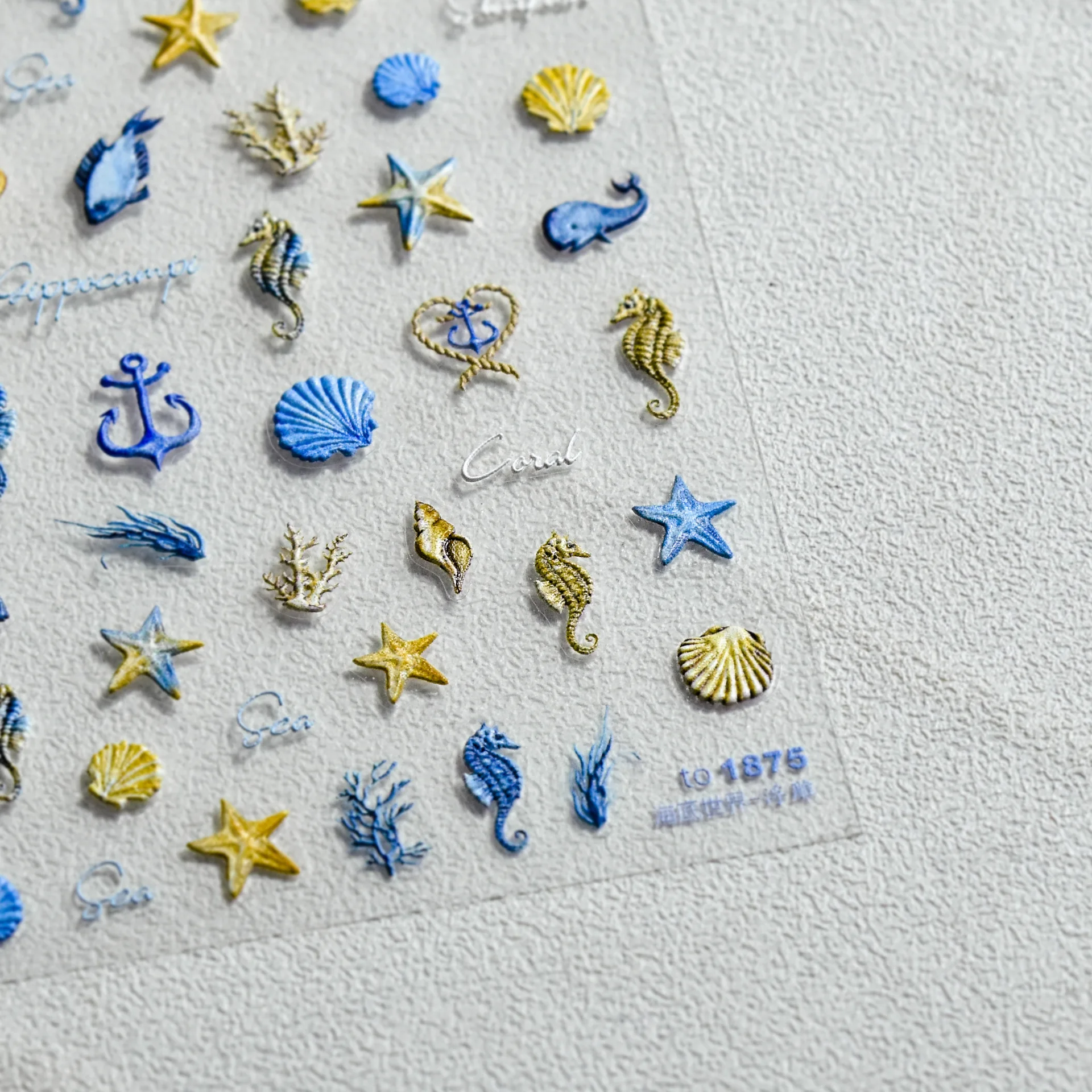1pcs Ocean Nail Art Stickers 5D Summer Starfish Seashell Nail Decals Decoration Parts Y2K Embossed Nail Supplies Manicure Slider
