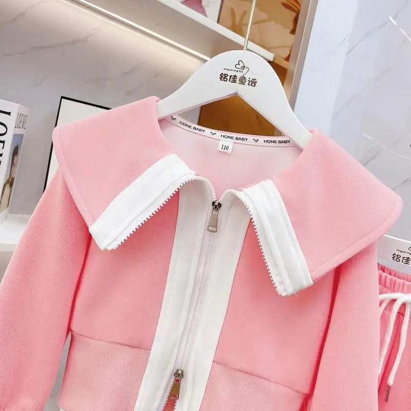 Girls Fashion Clothes Set 2022 spring fall Teenage Kids Casual Sport Suit Coat  Pants Fashion Two-Piece Children Tracksuit4-14Y