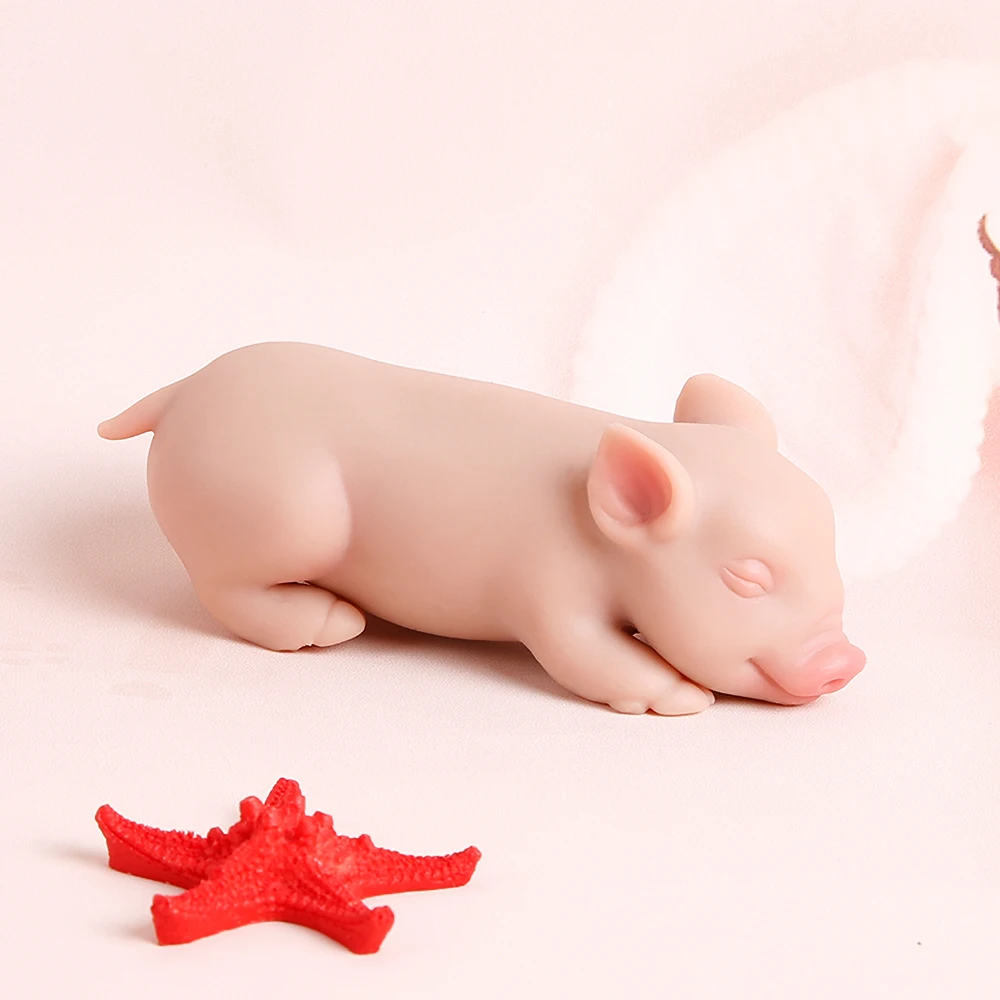 IVITA 14CM 100% Silicone Reborn cochon endormi poupée Silicone souple Art réaliste Mini porcelet jouets pour enfants poupées de noël cadeau