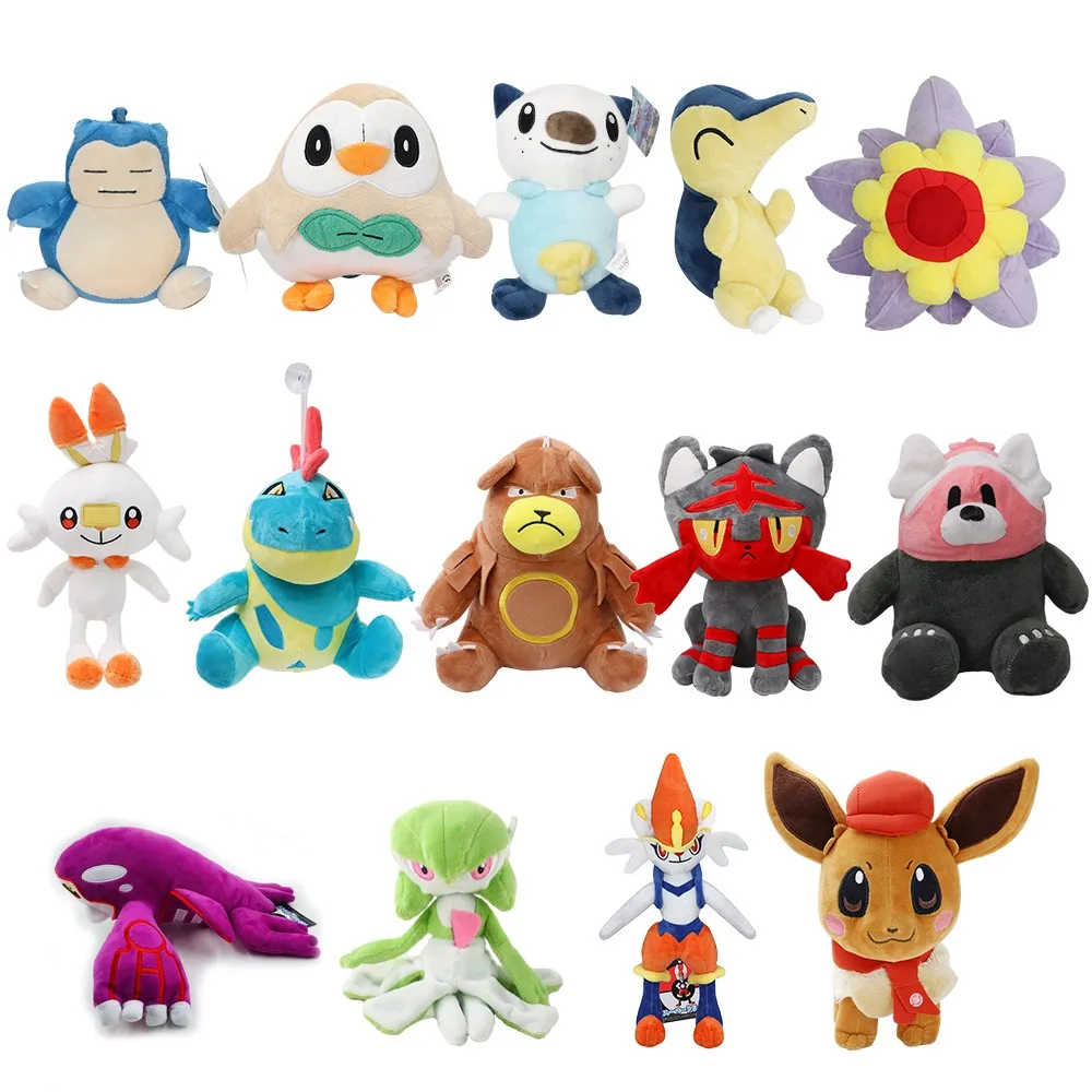 Pokemon Rowlet Oshawott Cyndaquil Soft Plush Toy Stuffed Animal Dolls Starmie Scorbunny Croconaw Ursaring Litten Bewea Gardevoir