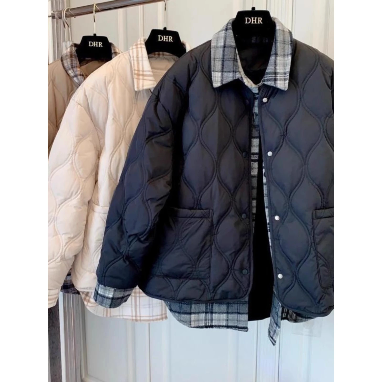 

Очень большая мужская хлопковая куртка в клетку 300-мешочке, осенне-зимняя новинка, модный повседневный верхняя одежда с идентификационным дизайном