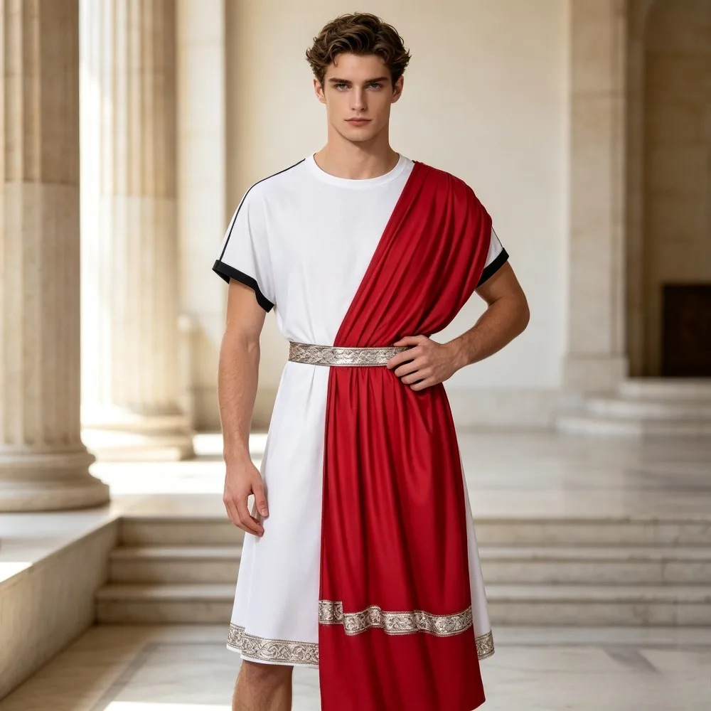 Costume de prince médiéval grec rétro avec ceinture, tenue de cosplay pour spectacle sur scène, fête, mascarade, Halloween