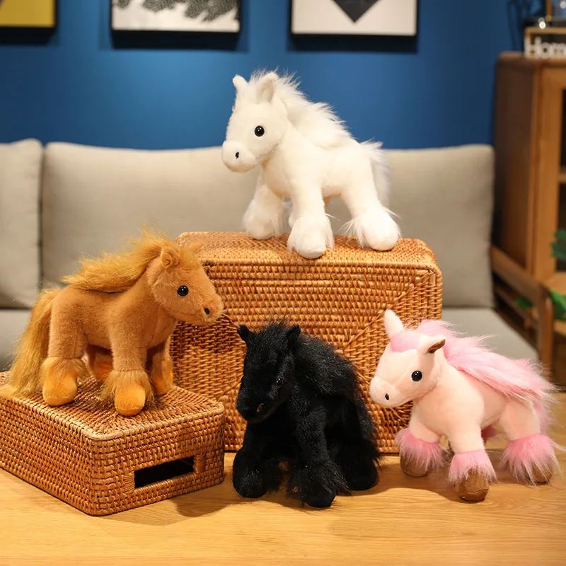 Adorável simulação cavalo brinquedos de pelúcia animais super macio travesseirokawaii bebê conforto bonecas halloween presente de ano novo para meninos meninas