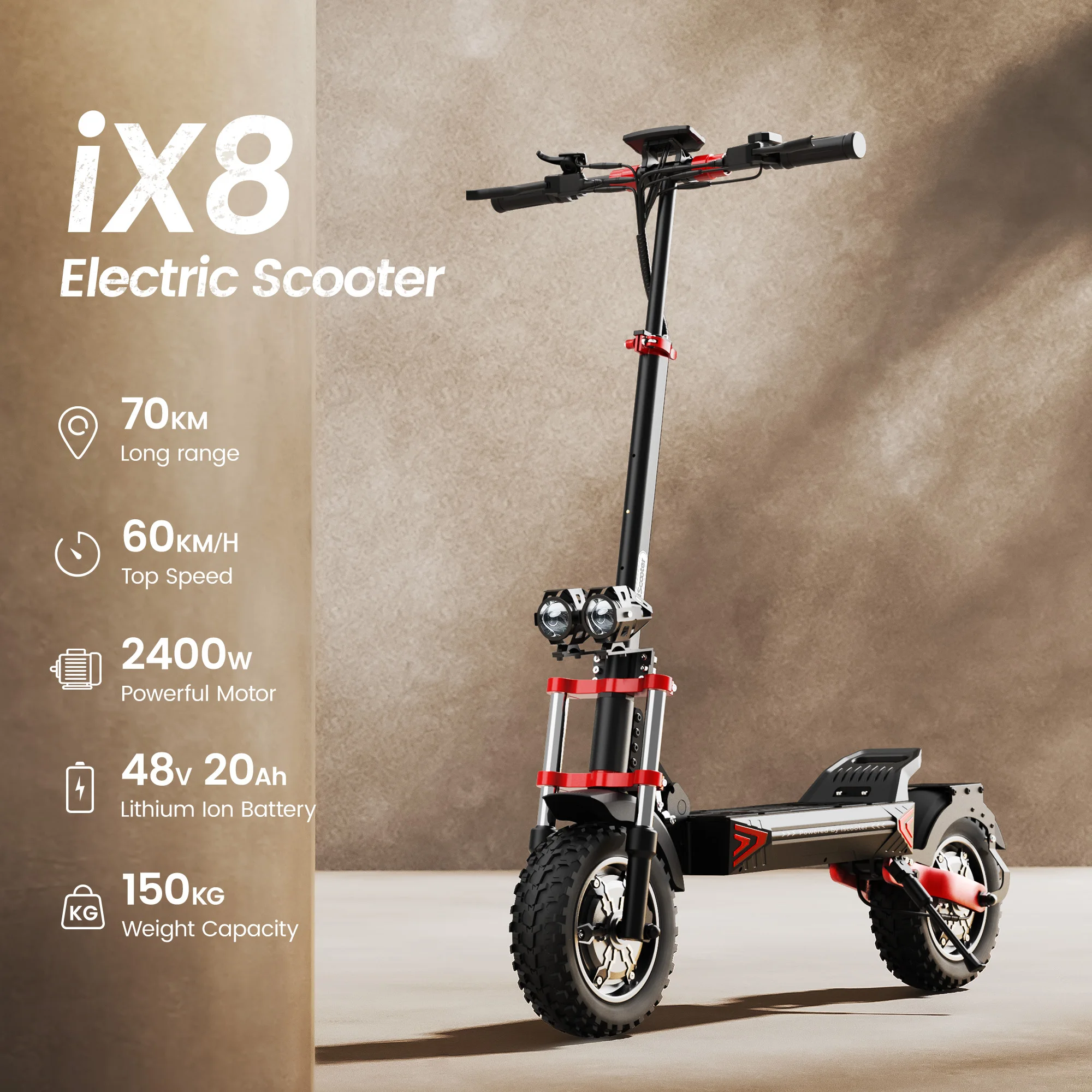 IScooter iX8 1200W * 2 12 with APP 48V 20 ah battery Max reach 65-70Km powerful adult electric scooter