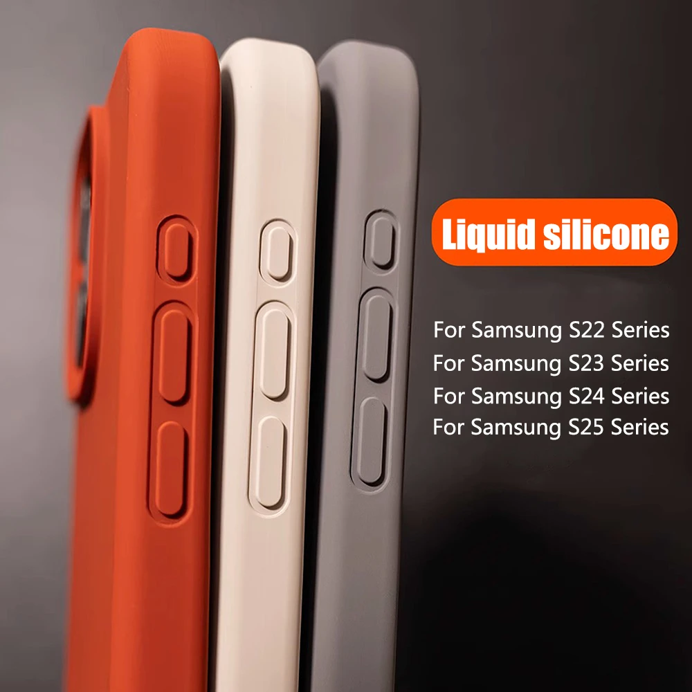 Luxuriöse Flüssigsilikon-Schutzhülle mit Vollständigem Linsenschutz für Samsung Galaxy S26 S25 S24 Ultra S23 S22 Plus Stoßfeste Weiche Abdeckung