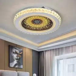 실버 크리스탈 LED 칩 크리스탈 램프 조명 고정장치, LED 원형 조명, 직경 500mm, 침실 거실 펜던트