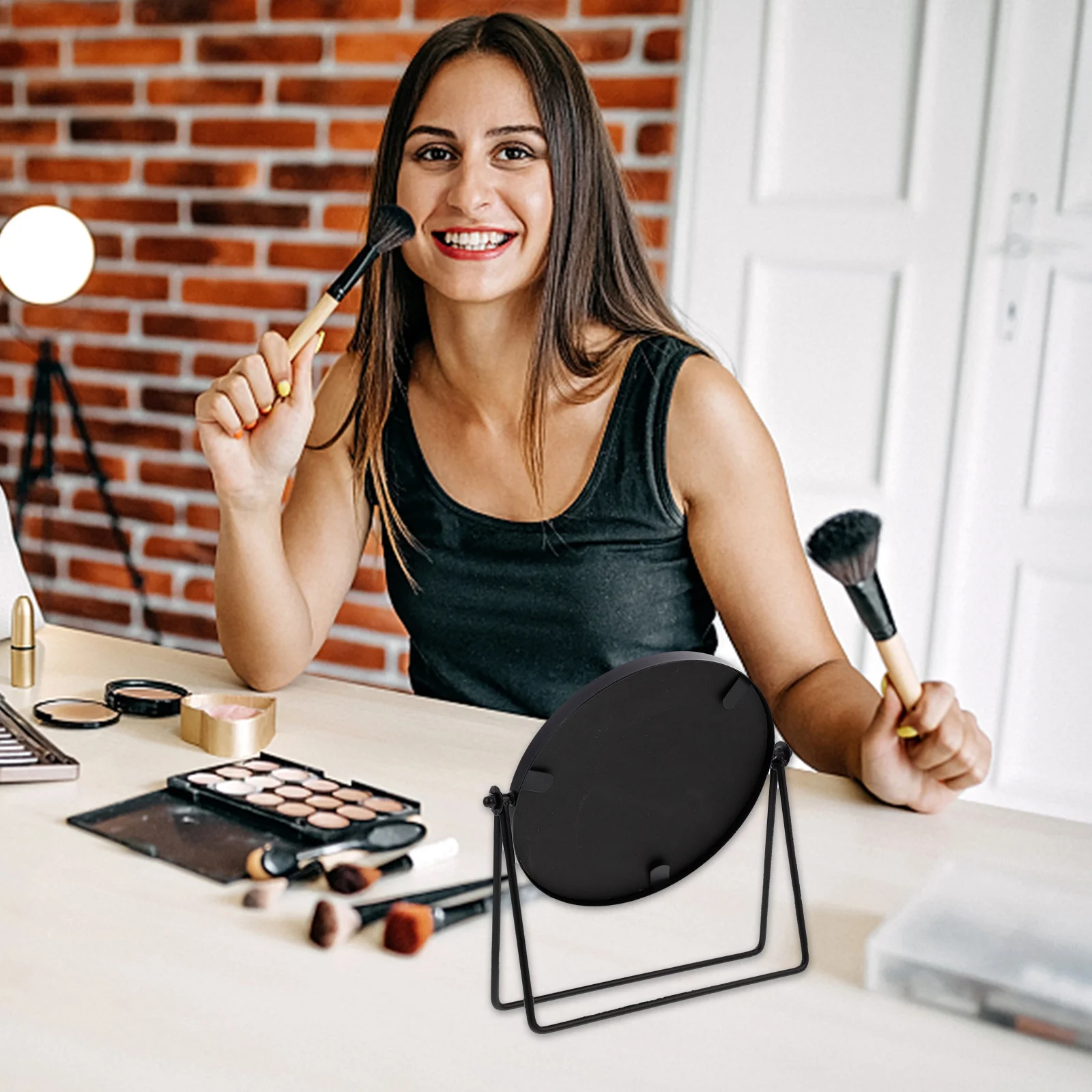 مرآة زينة دائرية دوارة لتطبيق مكياج سطح المكتب على سطح الطاولة، عرض تفاصيل الوجه، تصميم أنيق ونحيف لغرفة نوم هدية للنساء #5