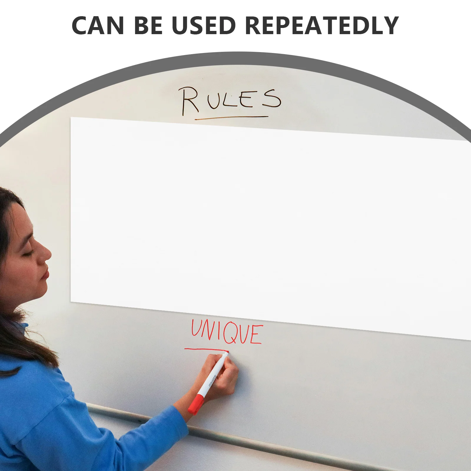 45cmx10m Whiteboard Paper Roll Adhesive Reusable Removable for Brainstorming Notes Office Use Whiteboard Reminder