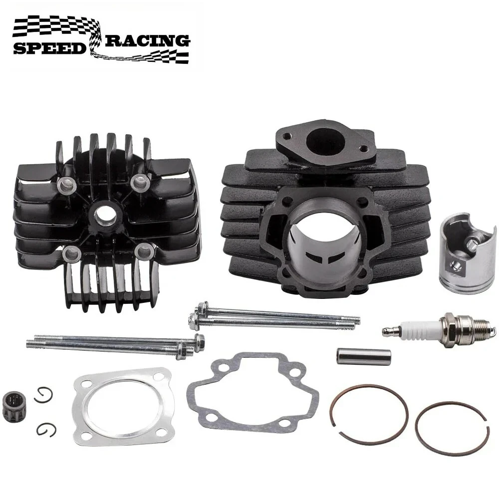

Polished Aluminum 60CC Big Bore Kit Cylinder Piston Gasket Head Top End for 1981-2009 YAMAHA PW50 Black