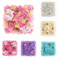  Artificial Flowers Wall Panel Faux Roses Flower Backdrop Wall for Party Wedding Bridal Shower Outdoor Decoration