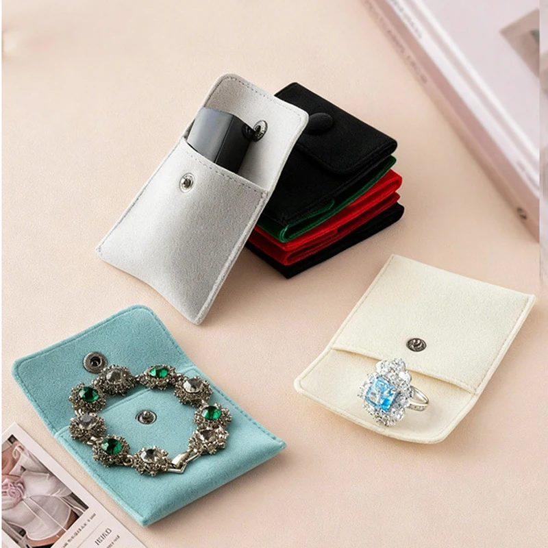 Colorful Velvet Jewelry Storage Pouch with Snap Closure Small Pouch for Rings Earrings Necklaces and Bracelets