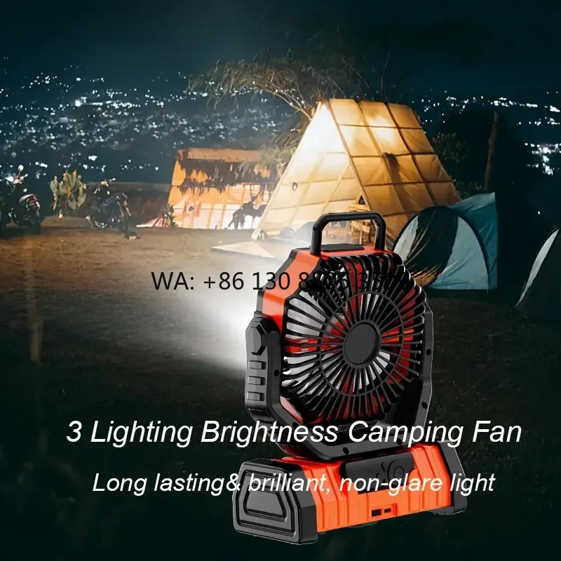 

USB-перезаряжаемый светодиодный повербанк 20000 мАч, водонепроницаемый, с вентилятором для кемпинга, охлаждающим вентилятором и светодиодной подсветкой для автомобиля и использования на улице - портативный, 3 года гарантии