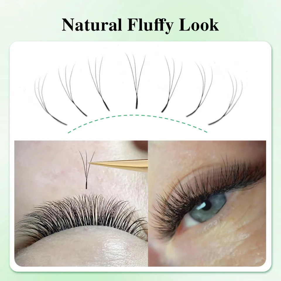 NAGARAKU extensiones de pestañas postizas estrechas 3D forma W, abanicos premoldeados, forma V, malla floreada, serie aire 6