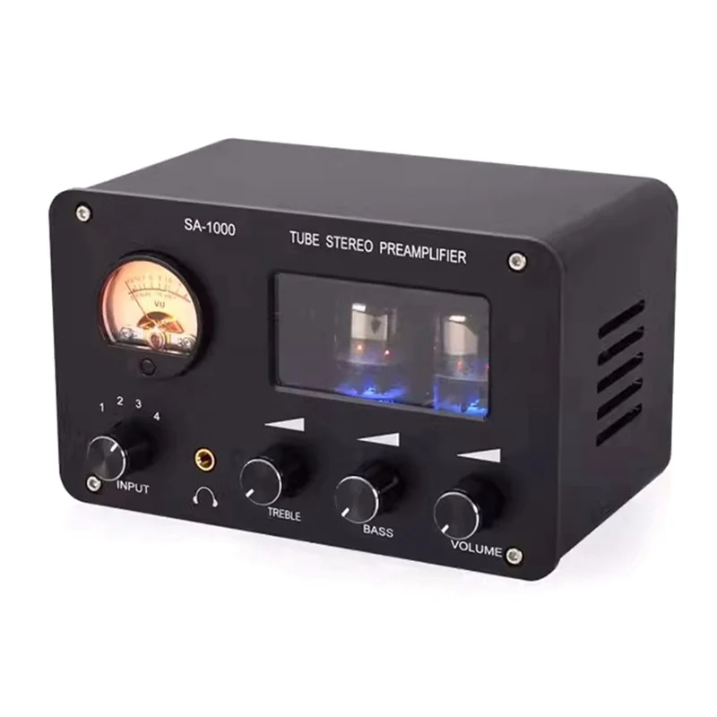

SUNRI-Audiophile Tube 4 Input 2 Output With Built-In VU Level Meter High-Bass Adjustment Headphone Amplifier With US Plug Durabl