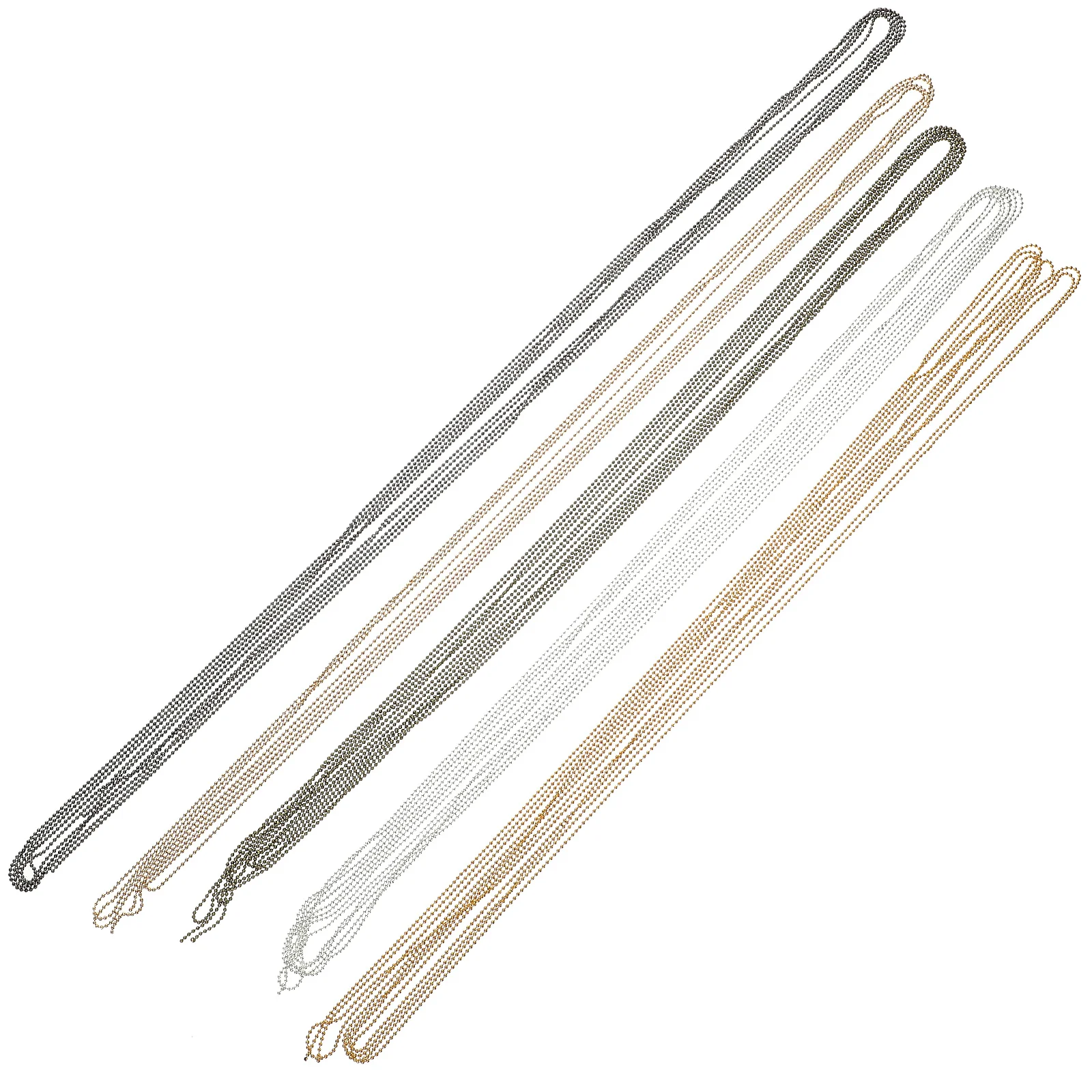 

5pcs Metal Ball Chains Bead Chain Set For Diy Jewelry Making Craft Necklace Pull Chain Extension Connector Beads String Bulk