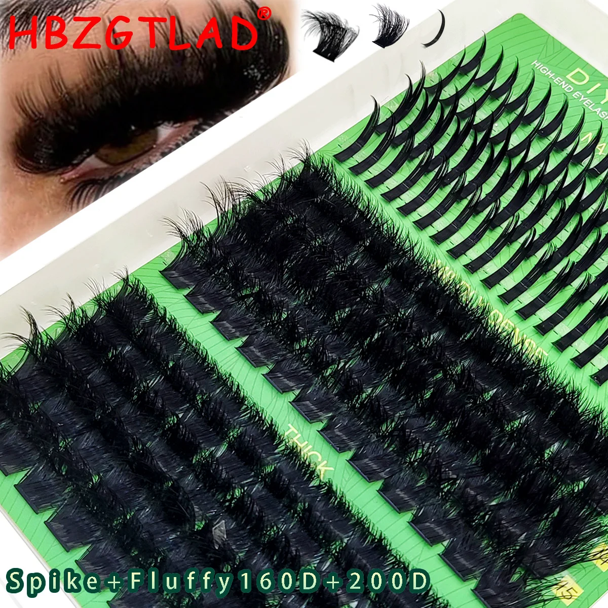 HBZGTLAD Fluffy Lash Cluster 200D-60D Lash Cluster Volume Single Lash Cluster Extended Lash Cluster DIY Fairy/Manga Lash reusabl