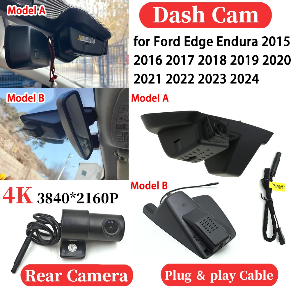 

ZJCGO for Ford Edge Endura 2012-2024 UHD Car 4K Video Recorder DVR Dash Cam Dashboard Camera Plug and play Night Vision