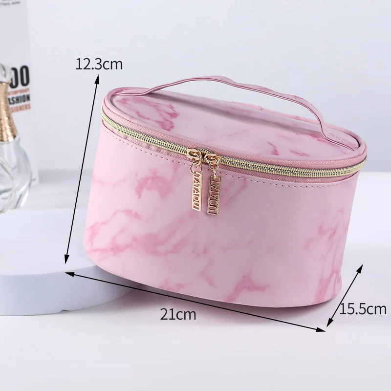 Daily Matching Pink Matte Fashion Cosmetic Bag Portable Large Capacity Hand Carrying Storage Bag PU Leather Cosmetic Storage Bag