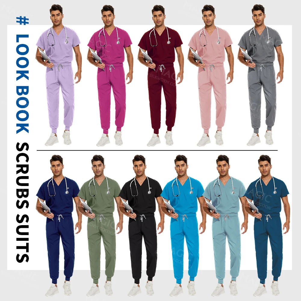 Medical Uniforms Nurse Clothes Breathable High-quality Stretch Fabric Doctor Costume Men Short-sleeved Scrubs Nursing Work Suits