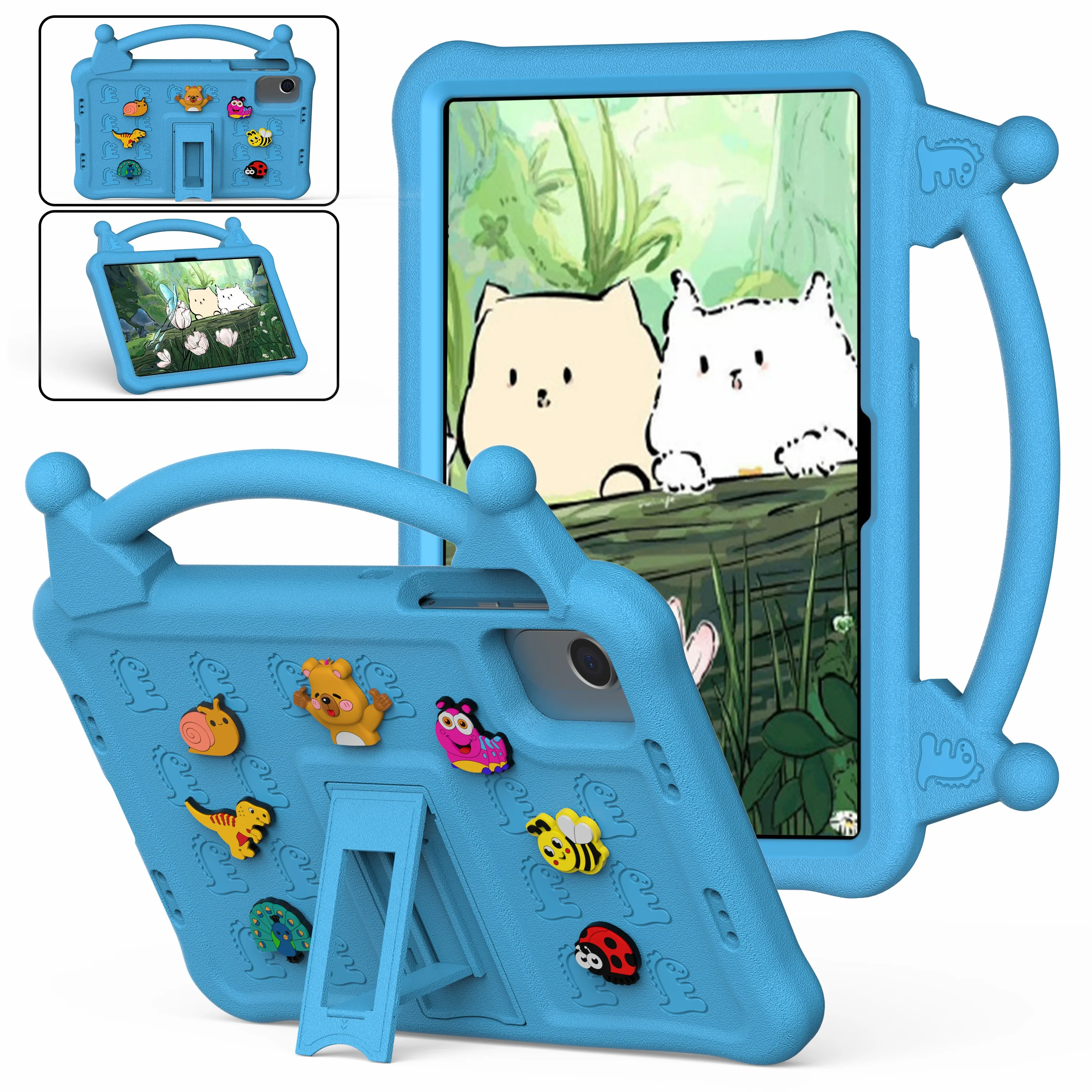Cartoon EVA Tablet Case for Honor Pad X10 Pro / X9 / X9a / X8 Pro , Kickstand Kid-Friendly Shockproof Cover - Blue