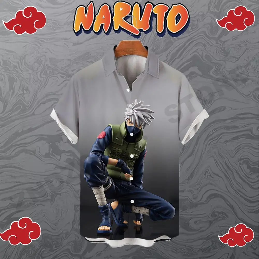 Y2k Tops Men's Shirt 5XL Shirts Naruto Anime Clothing Short Sleeve Summer Cool Seaside Trip 2023 High Quality Streetwear Fashion