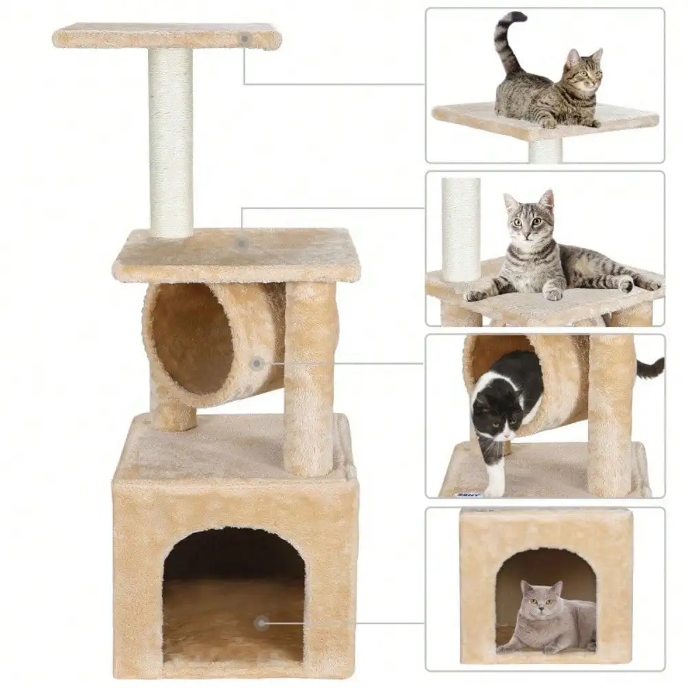 36 Inch Cat Tree Tower Activity Center Large Playing House Home for Relaxing